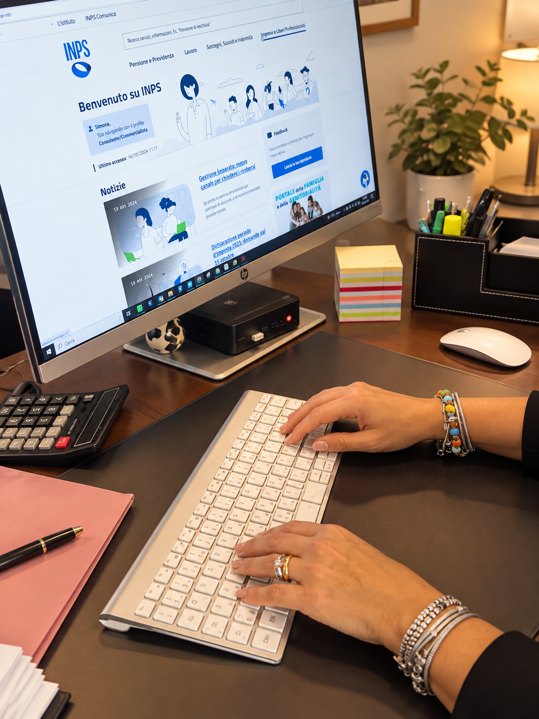 Consulente del lavoro di Studio Carafa che gestisce online le pratiche INPS di colf e badanti